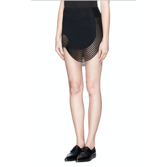 STELLA MCCARTNEY RIB WAVE PIPE HELENA BLACK SKIRT - Size 38 / 2 - Picture 1 of 12